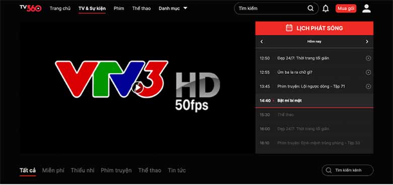Xem trực tiếp VTV1, VTV3 chất lượng cao mọi lúc trên TV360